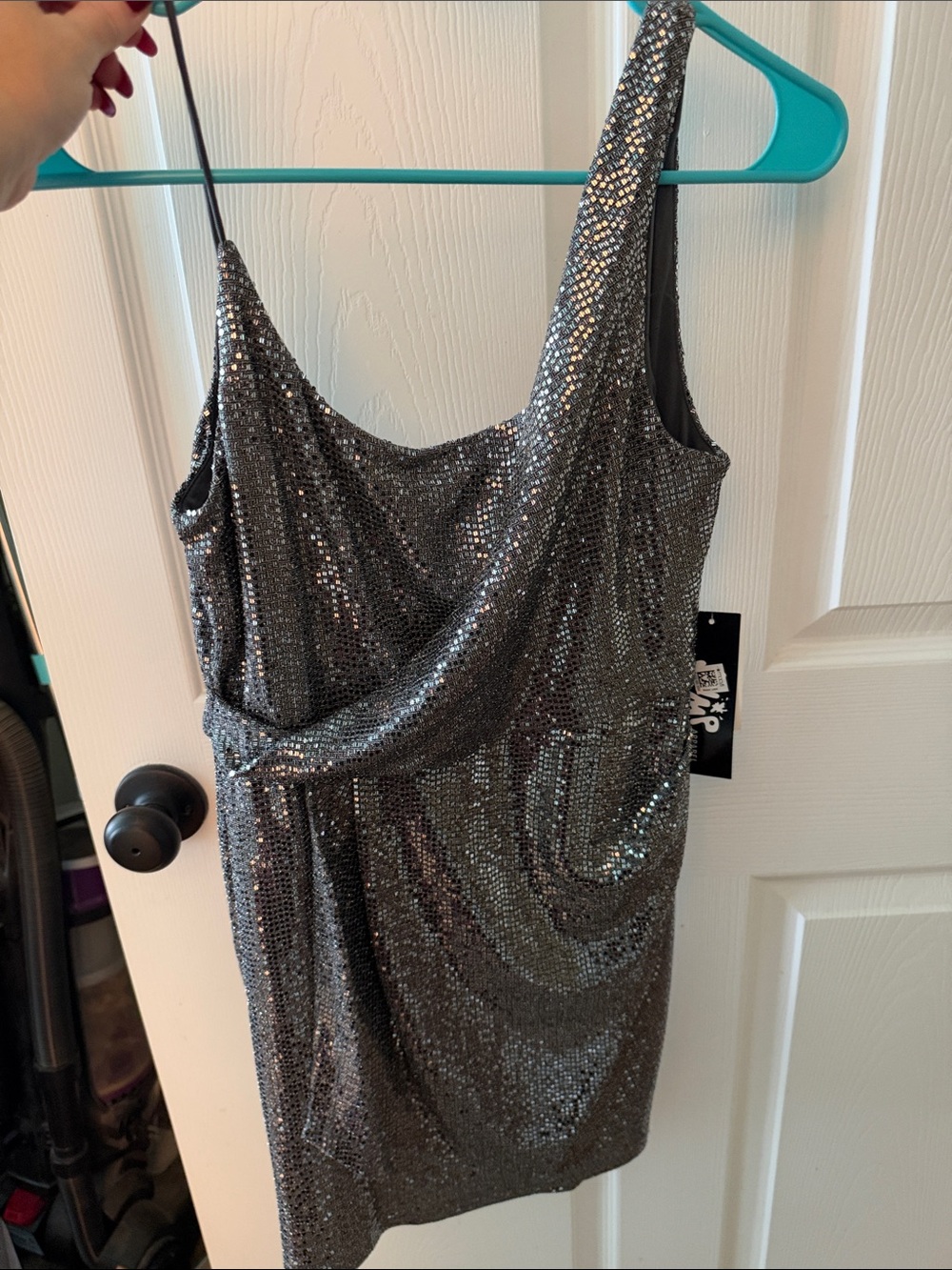 Express Silver Sequin Mini Dress